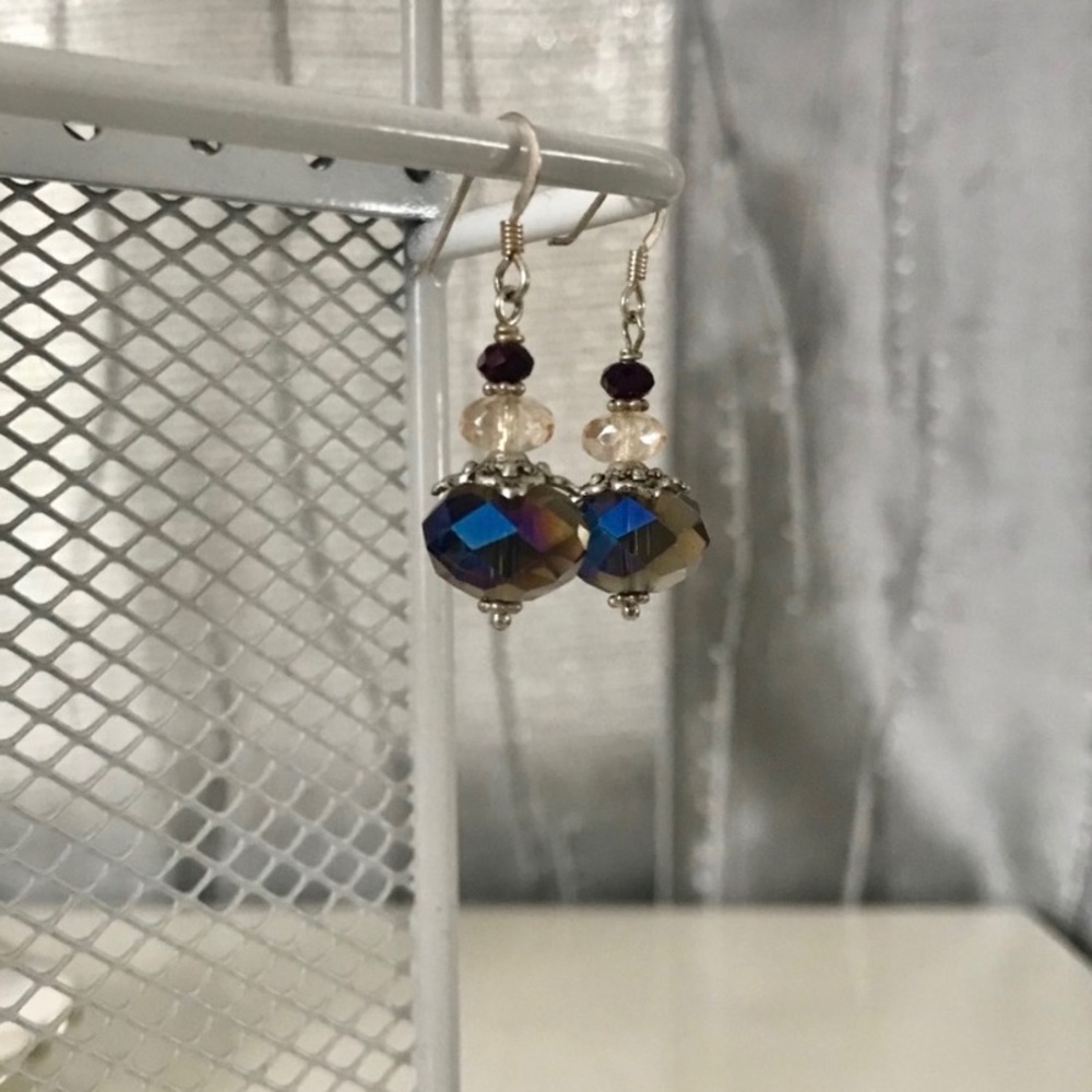 Silver crystal dangle earrings